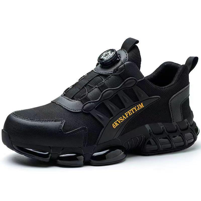 

Steel Toe Air Cushion Work Shoes - Anti-Smashing, Anti-Piercing, Lightweight, Shock Absorbing & Wear-Resistant 3018 Black 45