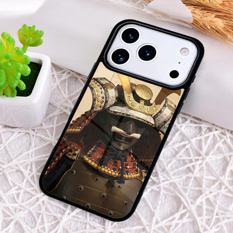 Masque Casque de Guerrier Japonais Samouraï Housse de Téléphone Souple Résistante aux Chocs pour iPhone 17 Air 16e 15 11 12 14 13 Pro Max Coque