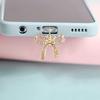 1pc Mobile Phone Dust Plug Simple with Diamond Heart Circle Hollow Fashion Alloy Pendant Suitable for IPhone, Type-C