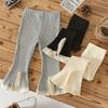 Girl's Flared Pants for Spring Autumn New Fashionable Girls Clothing Korean Version Solid Color Lace Split Trousers