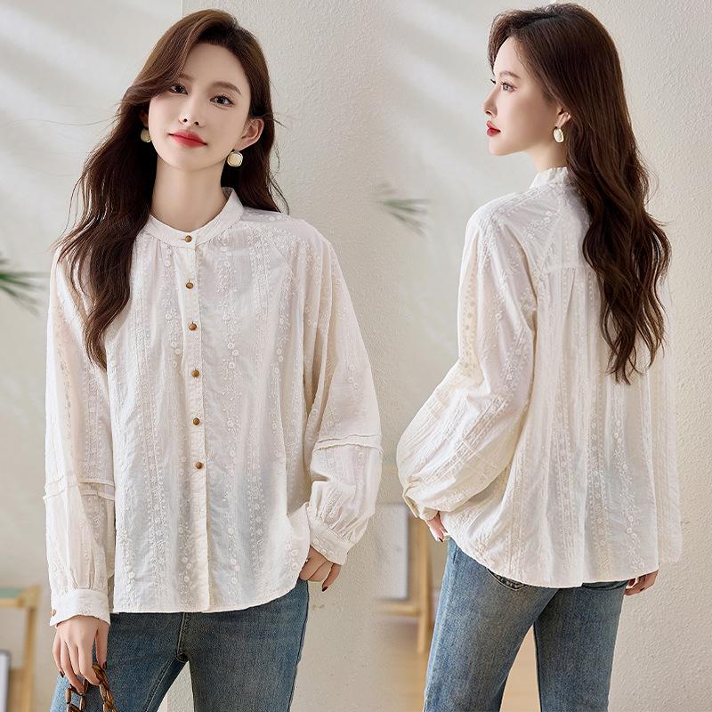 

Новый женский топ с вышивкой и рукавами-фонариками 2025 - Абрикосовый, Длинный рукав (SL9809) M (90-110 jin)