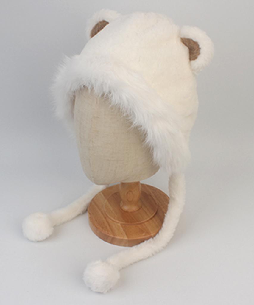 Yunibeosyeolkemiseuteuli Bear Fur White Balaclava Wool Hat