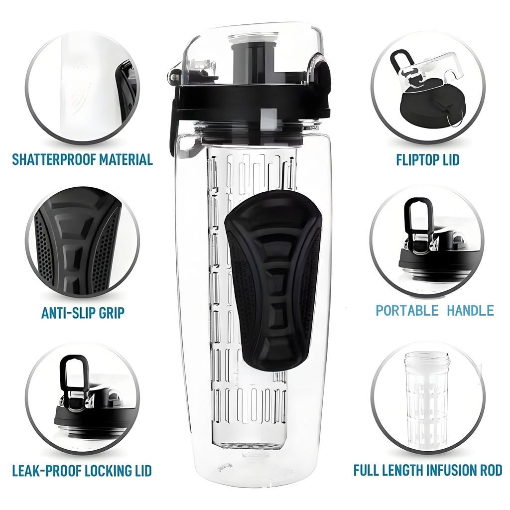Fruit 1000ml Tea Strainer Cup Water Bottle Sports Health Fitness Durable Cups