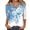 Women'S Casual Fashionable Flower Printing V-Neck Top With Seven Quarter Sleeves Women'S Summer Clothes Top Mujer