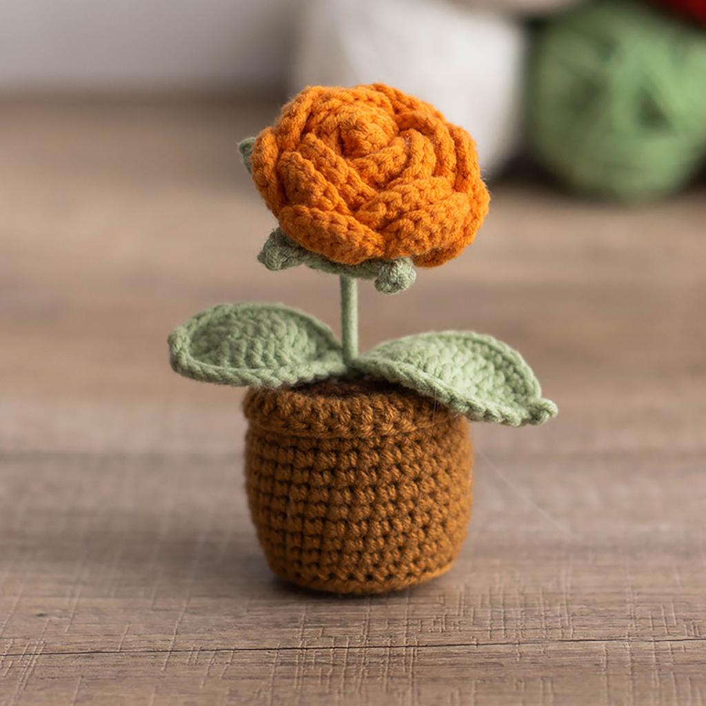 Háčkovaný slunečnicový košík Ručně pletené simulované slunečnice Květináčové ozdoby Sváteční dárky