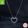 Herzförmige Moissanit-Halskette für Damen, einfache klassische S925 Sterling Silber Schlüsselbeinkette für Freundin