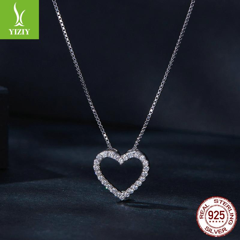 Heart-Shaped Moissanite Necklace For Women, Simple Classic S925 Sterling Silver Collarbone Chain For Girlfriend
