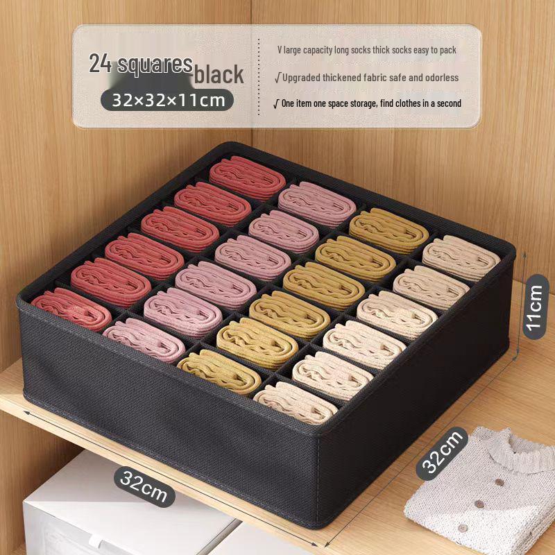 Underwear and Socks Organizer: Home Fabric 4-Piece Lidless Storage Set for Scarves, Socks, and Bras.