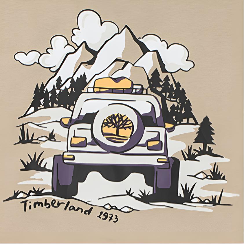 Timberland Casual Cartoon Car Print Short Sleeve T-Shirt Men Tops Light-Earth A6CJ2-269
