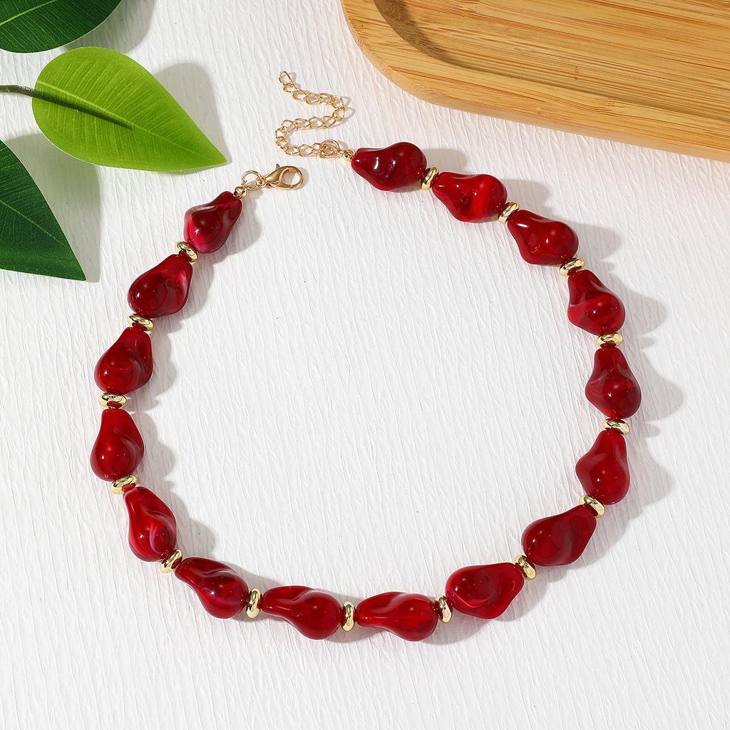 Acrylic Irregular Baroque Beaded Necklace Vintage Women Accessories