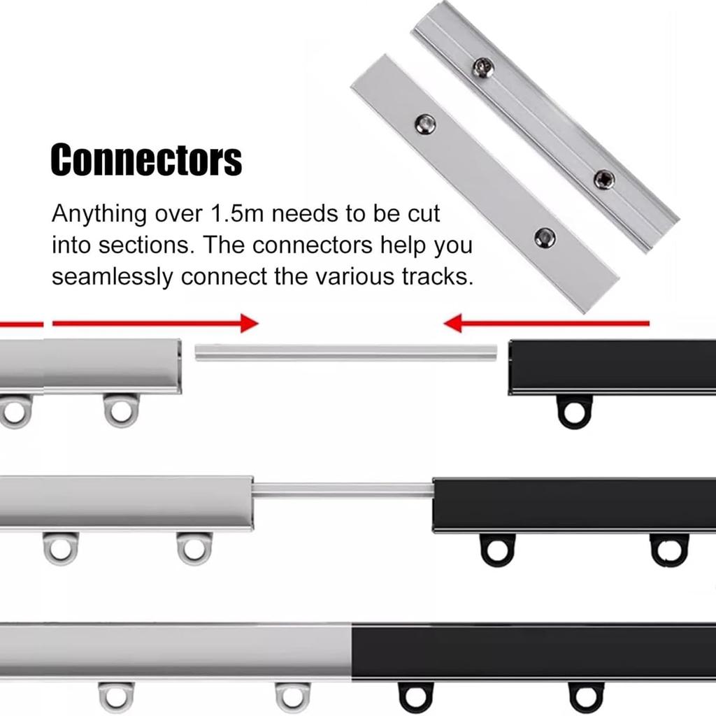 Hidden Ceiling Curtain Track, Ecessed Invisible Curtain Track, Ceiling Mount Aluminum Alloy Nano Silence Track for Living Room Bedroom Windows/Room