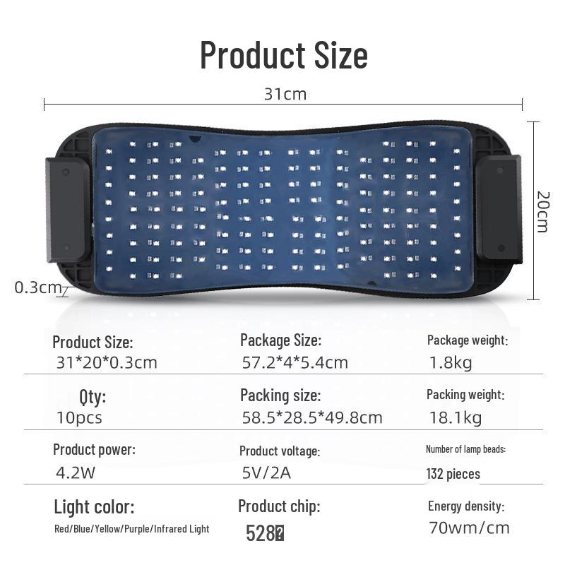 Red Light LED Skin Rejuvenation Panel with Foldable Stand - Home Use Silicone Pulsed Photon Device