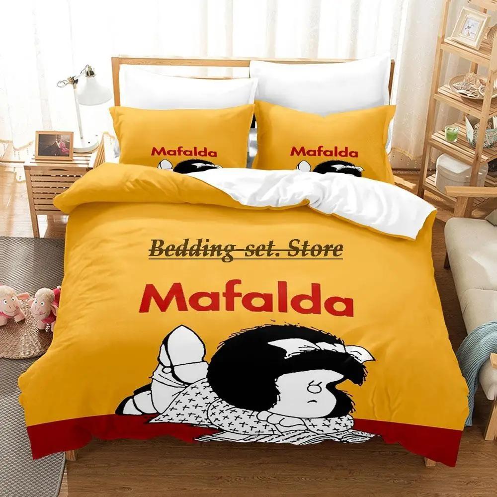 Mafalda Ložní souprava Jednolůžko Twin Plná Queen King Size Ložní souprava Aldult Dětská ložnice Sady povlečení 3D Anime Sada prostěradel