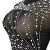 European & American Sexy Mesh See-Through Nightclub Dress with Bead Tassels and Long Sleeves
