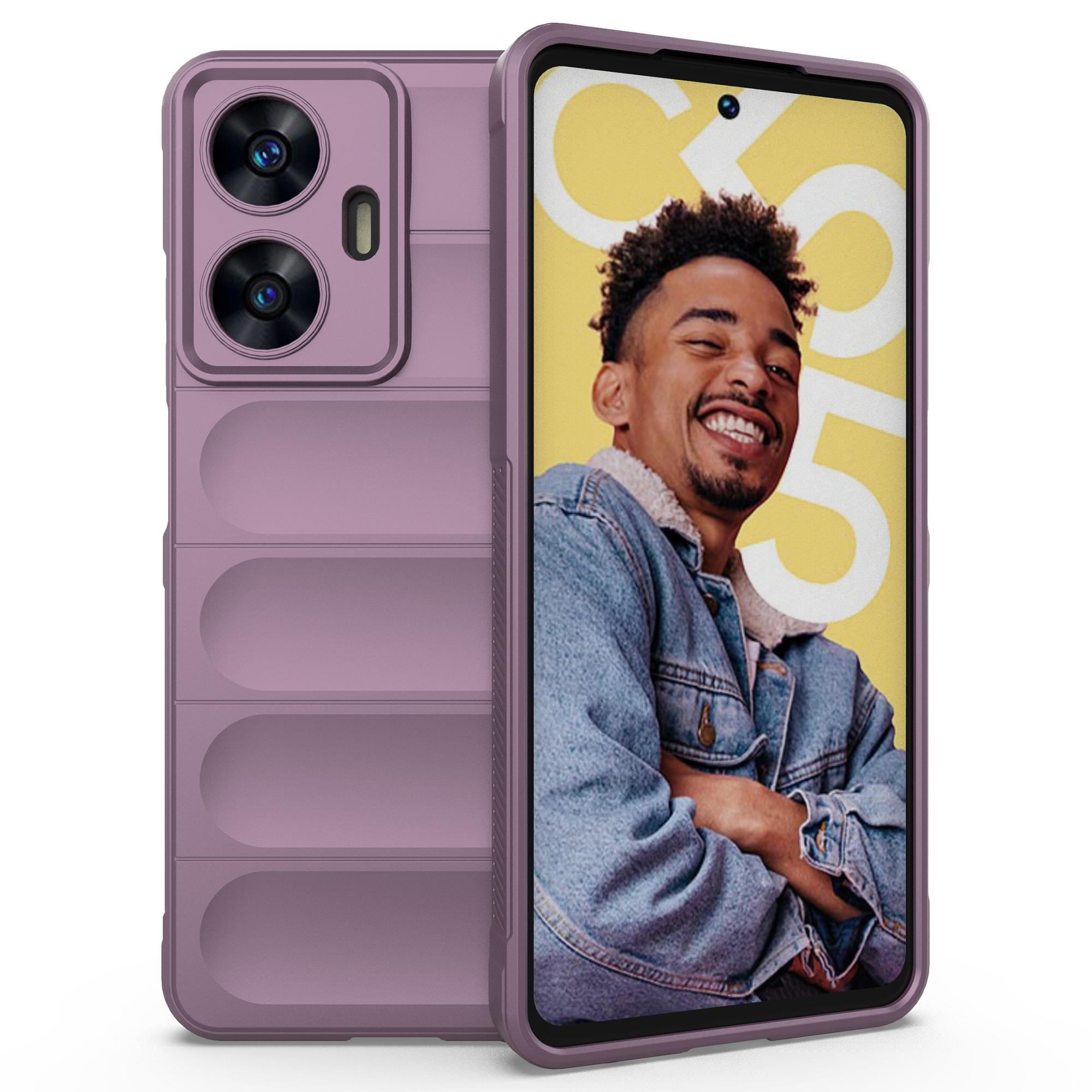 

For Realme C55 4G Flexible TPU Phone Case Anti-Scratch Rugged Back Cover Light Purple