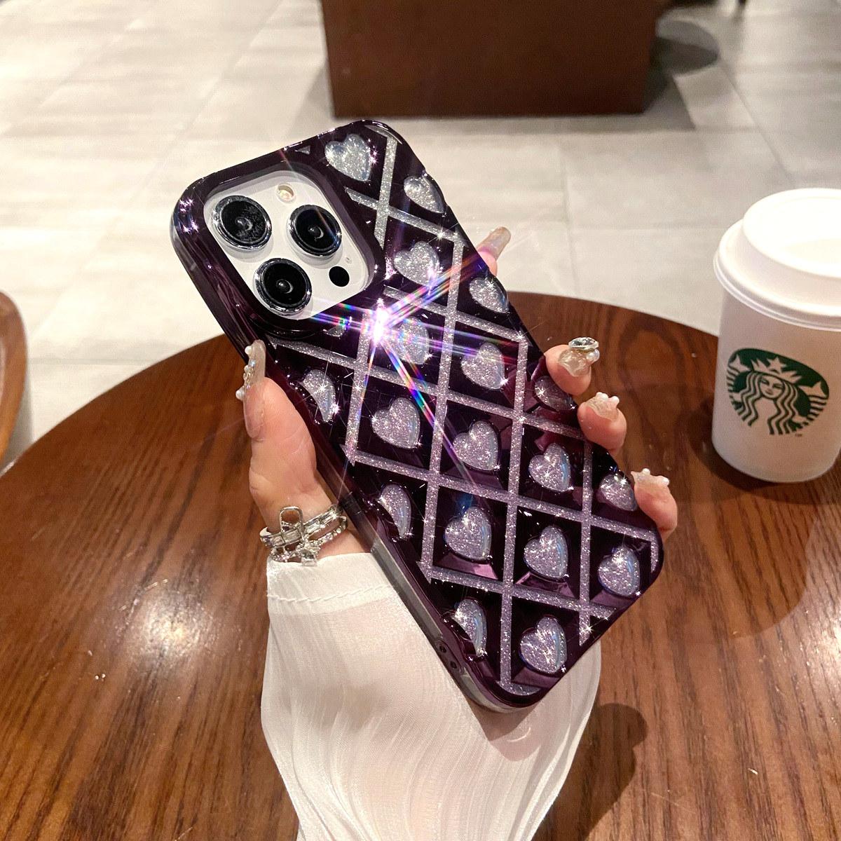 

Милый чехол для телефона с 3D-покрытием Love Heart и блестящим порошком для iPhone 11 12 13 14 15 Pro Max 11 Pro Max 12 Pro 13 Pro 14 Pro Max, мягкий чехол из ТПУ с защитой от капель iPhone 12