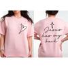 Handwritten Font Faith Cross Heart Graphic TShirt Women Summer Cotton Short Sleeve Christian Gift Casual Daily Life Outfit