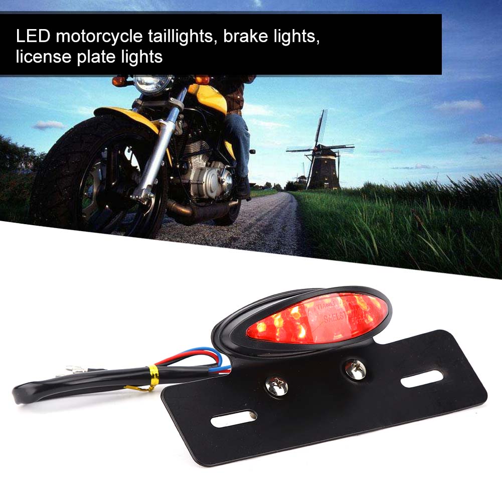 Motocyklowy tylny światło uniwersalne retro LED światło stopu światło tablicy rejestracyjnej światła kierunkowskazów(czarny)