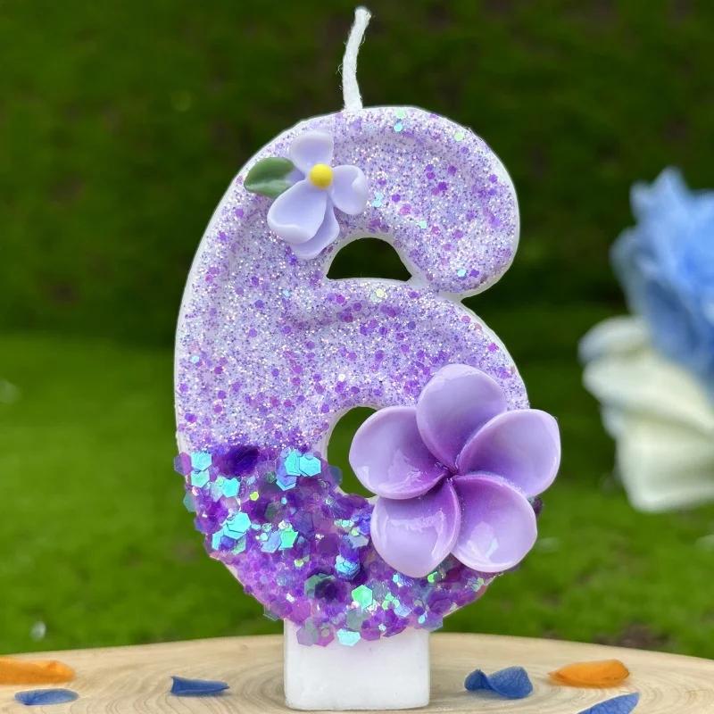 Flower Candle Birthday 0-9 Number Memories Decoration Candles Girl Boy Number Wedding Decorations Items Rituals Lamps Candles