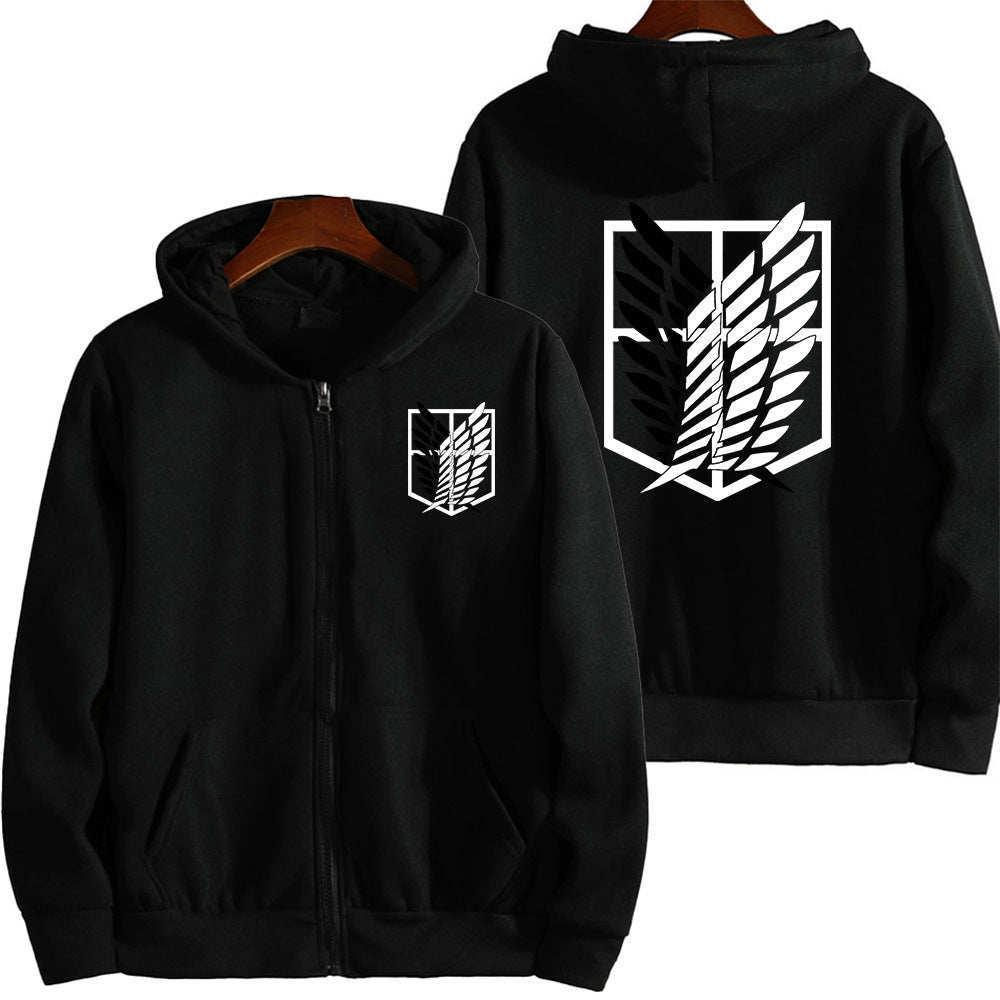 

Attack on Titan Survey Corps Wings of Freedom Zipper Jacket - Mikasa & Eren Long Sleeve for Autumn/Winter. XL