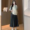 Autumn and Winter Women's Half-body Skirt Solid Color High-waisted Thin Pleated Large Swing Medium-length Skirt Thickened Pleated Skirt