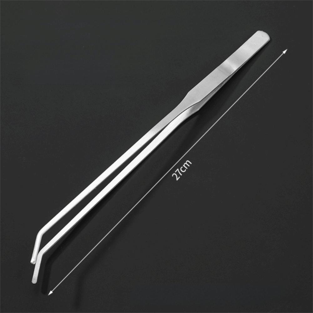Multifunction Stainless Steel Tweezers Long Handle Anti-Rust Aquarium Clean Tweezers 27cm Curved Cooking Clamps Fish Tank 01