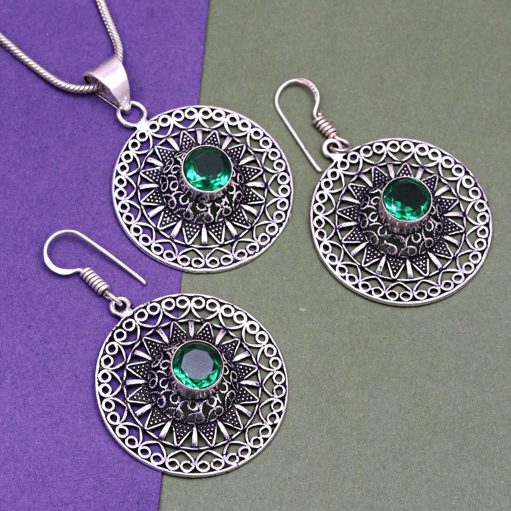 Diopsid Set Chrom Edelstein Schmuck 18-20'' Halskette Anhänger Ethno