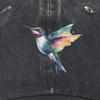 Hummingbird Watercolor Print Distressed Baseball Cap Adjustable Vintage Washed Denim Outdoor Hat Unisex