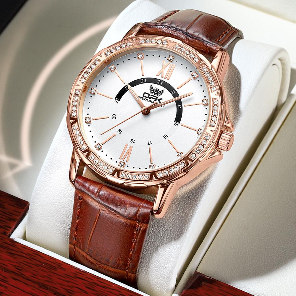 

OPK Brand Watch Men s Master Moon Phase Business Waterproof Luminous Leather Men s Quartz Watch