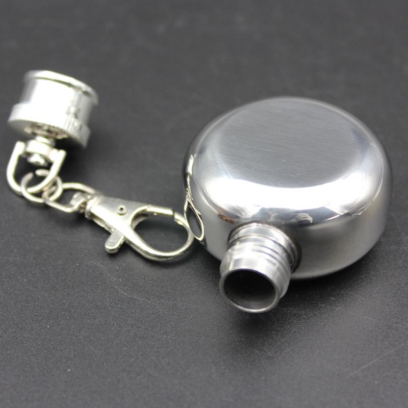 1oz Mini Portable Round Hip Flasks Flagon Jar Wine Whisky Pot Drinkware Key Ring Keychain Drinkware