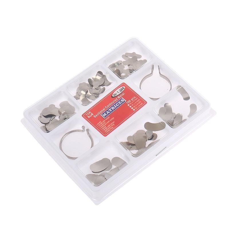 100Pcs Dental Matrix Sectional Contoured Metal Matrices Bands Dental Matrix Rings Full Teeth Replacement Dentsit Oral Care