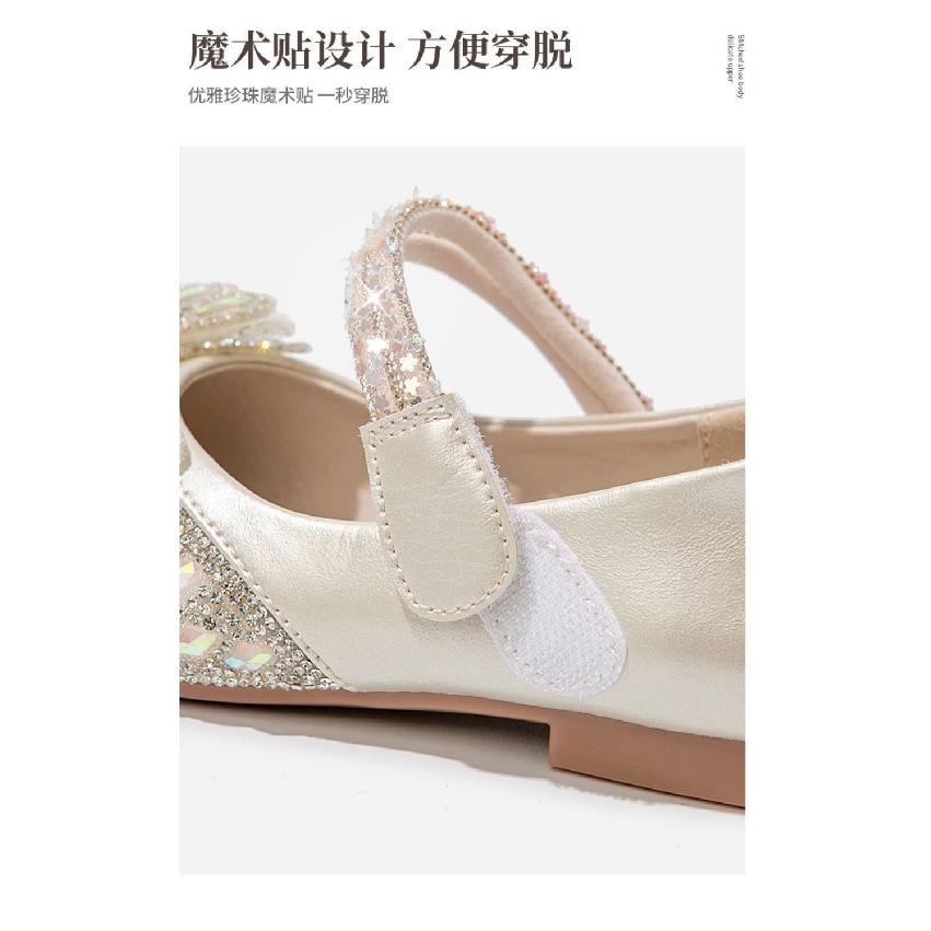 Girls' Shoes Princess Shoes Spring and Autumn New Children's Small Leather Shoes Autumn Baby Crystal Shiny Rhinestone Single Shoes