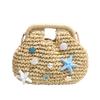 Beach Vacation Straw Bag With Shell Shape And Chain Strap For Summer Resort Wear