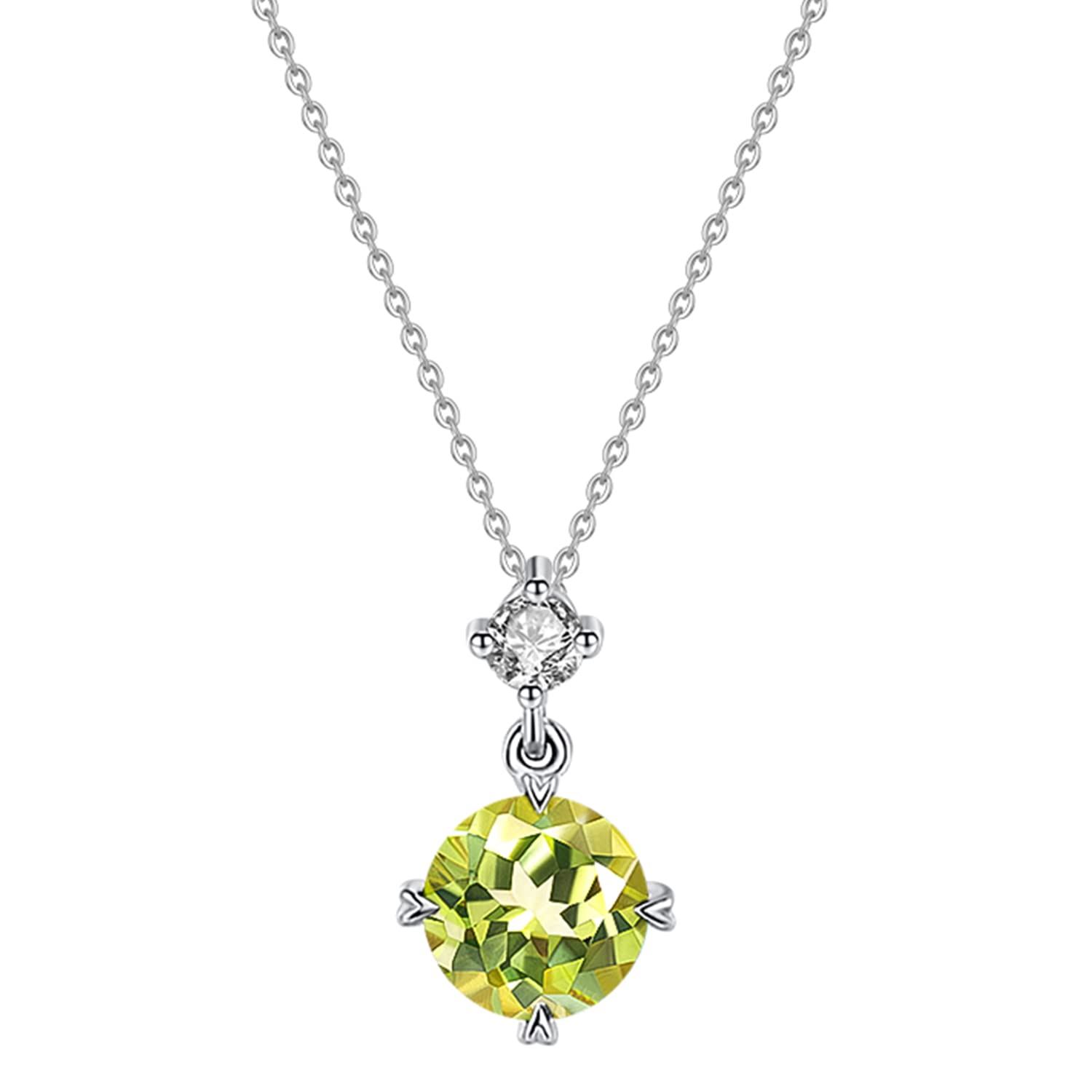 

Platinum Necklace Diamond Natural Peridot August Birthstone Single Lab Diamond Pt950 Platinum Necklace Birthday Anniversary Wedding White Day Day