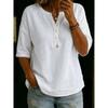 QICED Women's Fashion Casual Solid Color Print V-Neck 1/2 Sleeves Blouses & Shirts