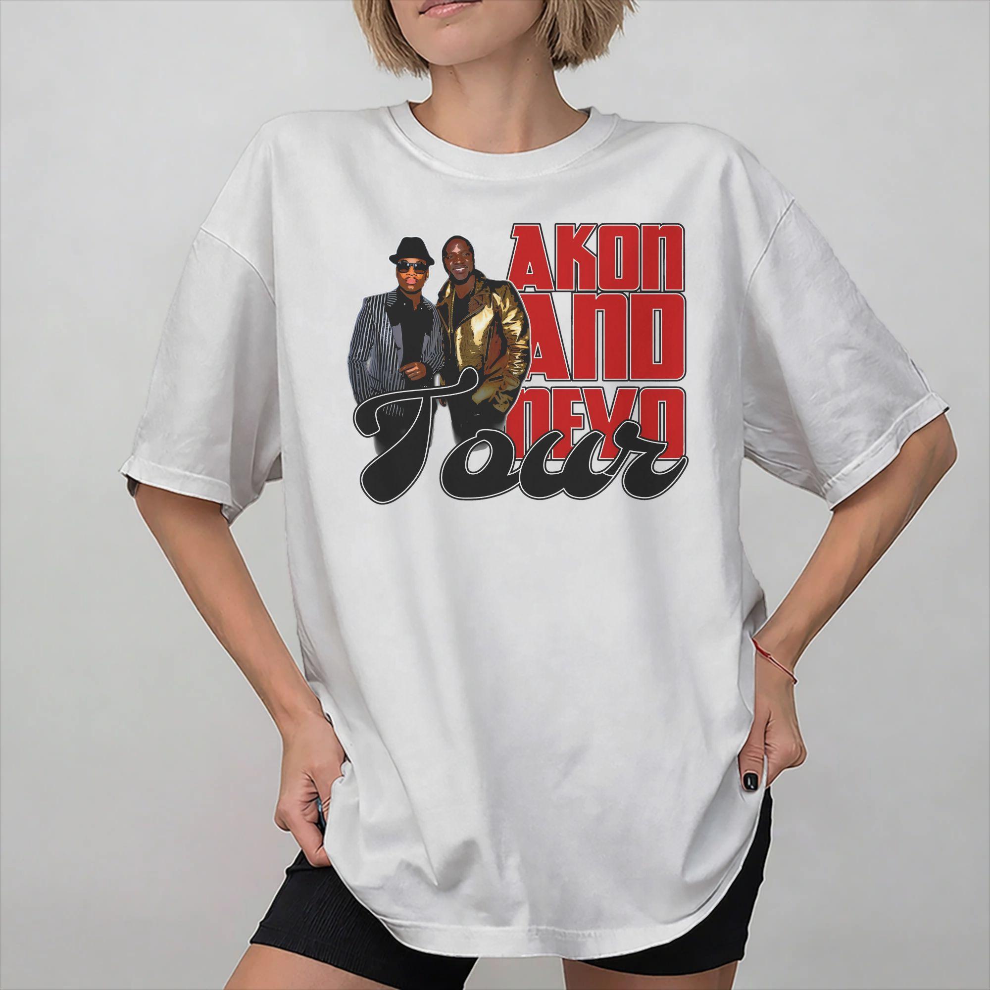 

Akon and Neyo Tour Graphic T Shirts Unisex Women Cotton Tee Shirt Clothes S