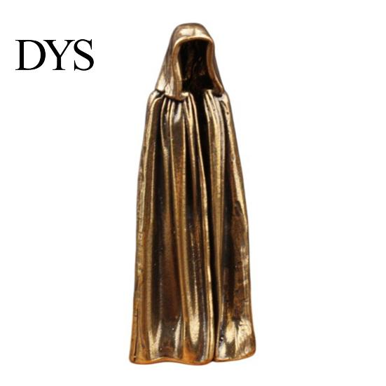 Unique Home Accents Vintage Faceless Ghost Brass Figurine, Retro Metal Mysterious Statue, Creative Miniature Dark Style Ornament Small for Gothic