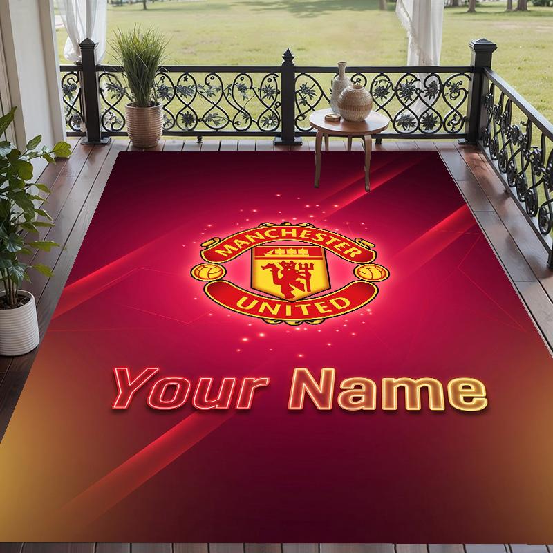 Custom Text Printed Rug Manchester United Non Slip Floor Carpet For Home Room Decor