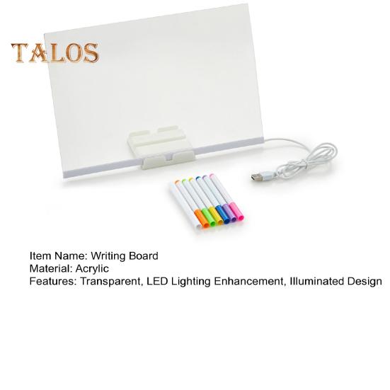 LED-Notiztafel mit Farben, beleuchtete Nachrichtentafel aus Acryl, transparente, kristallklare Schreibfläche, verstellbarer Ständer