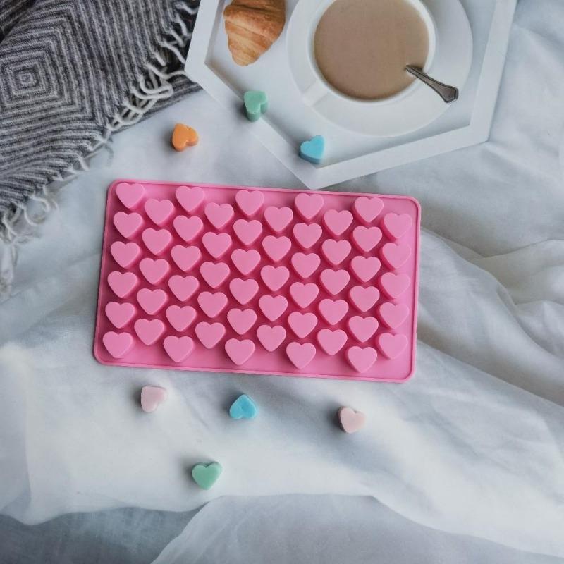 Cute Silicone 55 Grids Heart-shaped Cake Chocolate Soap Mold DIY Tray Biscuit Ice Cube Baking Mold Decorating Tools
