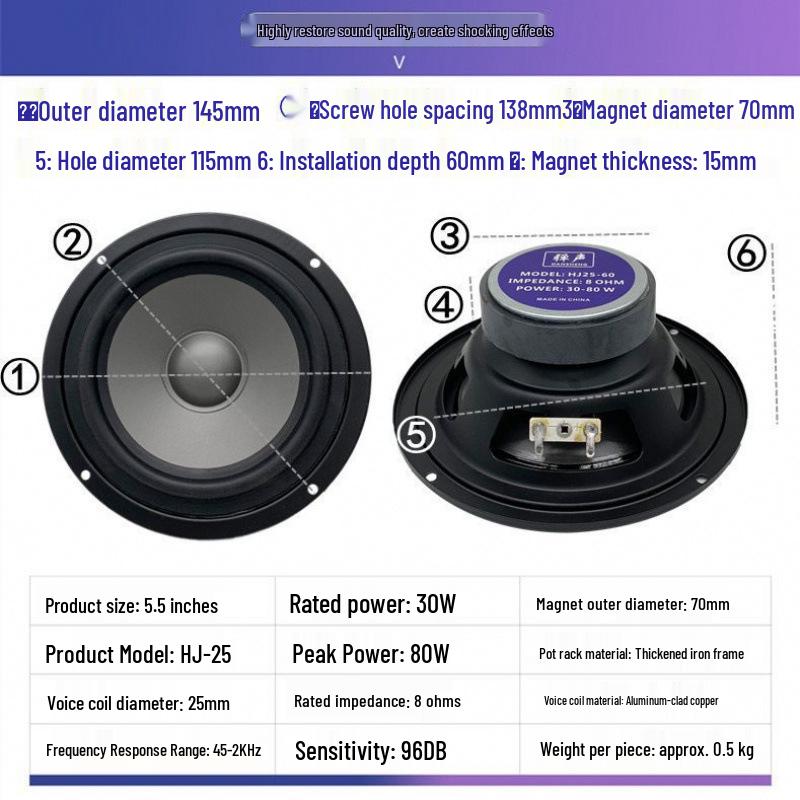 Sound Midrange Speaker: 4.5 to 8 Inch Three-way Mid-bass Speakers