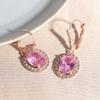 Elegant Female Pink Stone Drop Earrings Pretty Hoop Dangle Boho Long Wedding Anniversary Gift Jewelry For Women