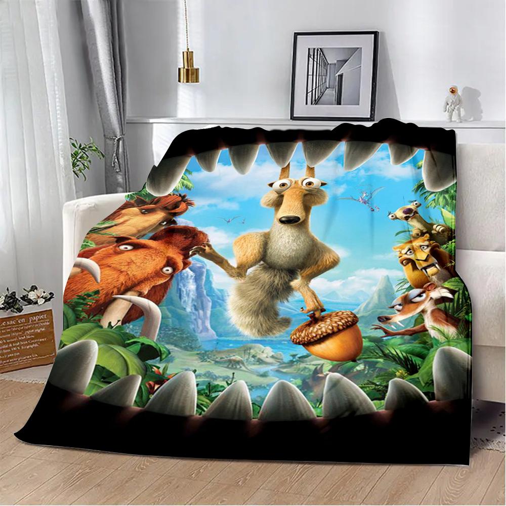 Printed Blanket Picnic Blankets Cartoon Ice Age Warm Blanket Soft and Comfortable Blanket Home Travel Birthday Gift