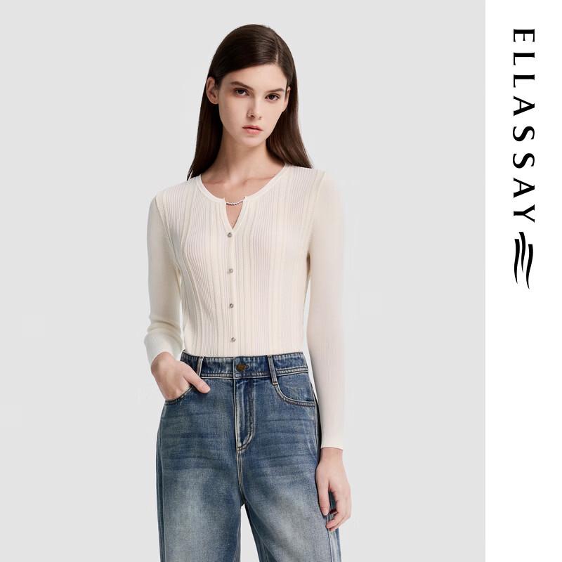 

ELLASSAY Французский ажурный вязаный свитер в рубчик S