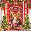 Christmas Door Cover, Red Pattern, Christmas-themed Background Decoration, Suitable For Winter Party Supplies.
