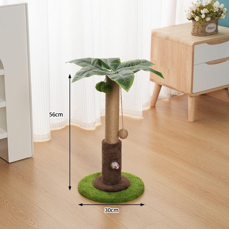 Coconut Palm Leaf Cat Tree with Scratching Post & Mouse Teaser