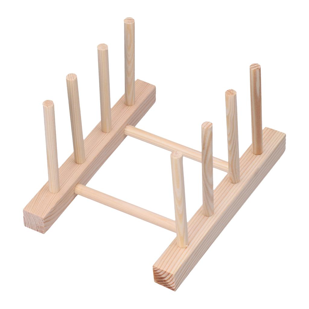 Bambus Tallerken Lett Bærbar Miljøvennlig Holdbar Furu Oppvaskstativ 3 Rader