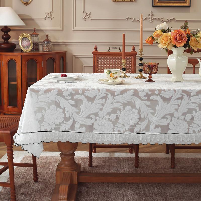Medieval Black Lace Rose Relief Yarn Lotus Leaf Fungus Edge Coffee Table Tablecloth Dining Table Cloth