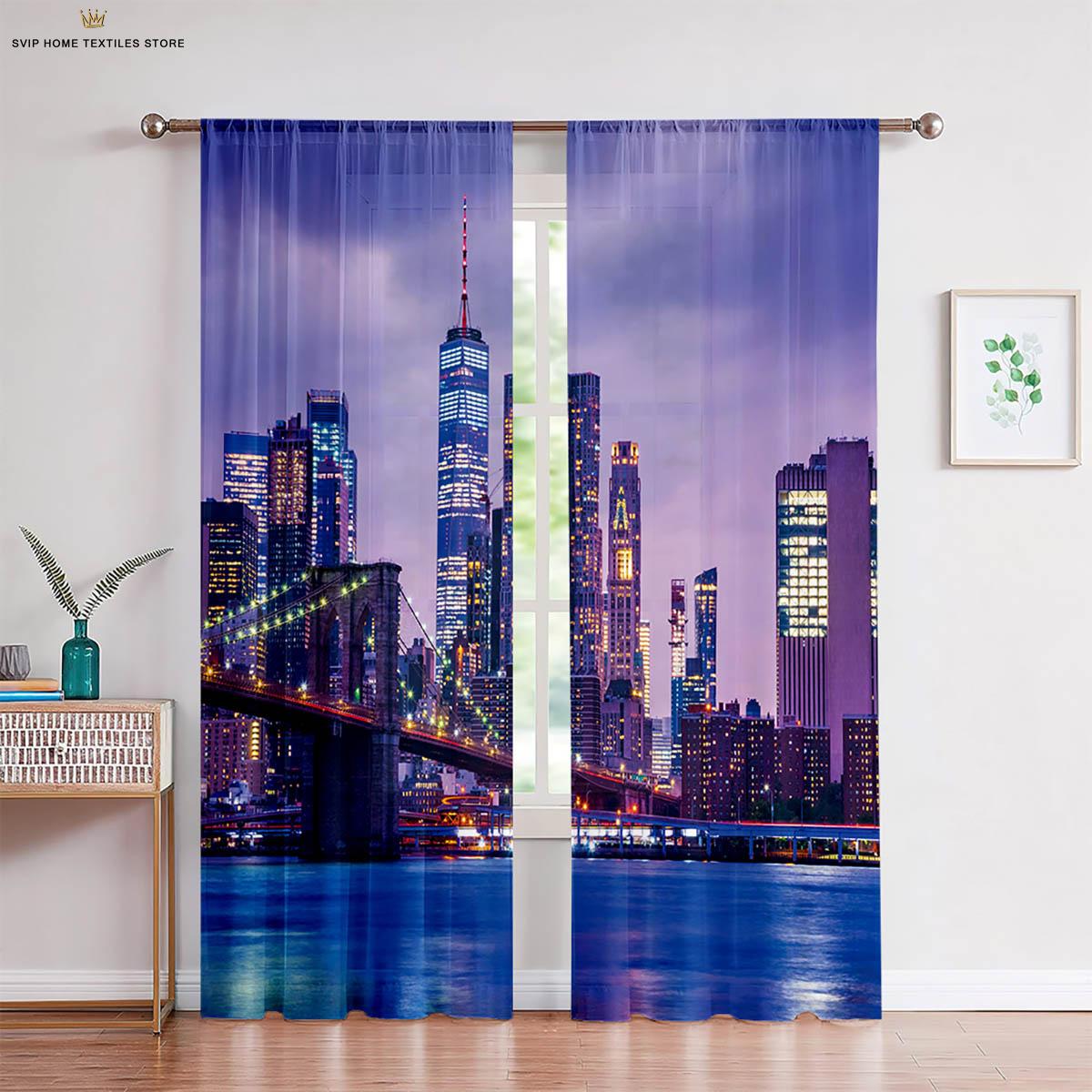 

3D печать городского пейзажа, окна, спальни, гостиной, кухонных занавесок, предметов интерьера, 2 шт. W50X130H(CM)X2PCS&Rod pocket