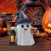 Ghost Statue Solar/Battery-Powered Weather Resistant Resin Whimsical Ghost Pumpkin Design Ornament Halloween Decor